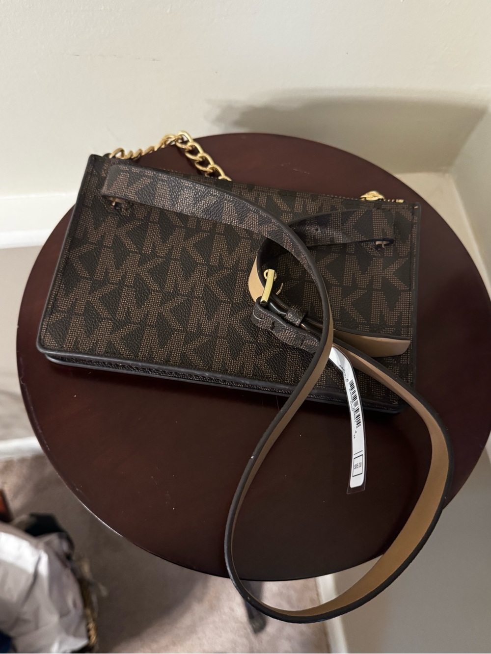 Michael Kors Brown Monogram belt bag with Gold Chain - Picture 3 of 5